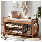 Sharkjm 39.4 in Bamboo Shoe Bench with Hidden Drawer and Side Holder, Brown - product image 1