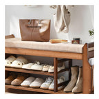 Sharkjm 39.4 in Bamboo Shoe Bench with Hidden Drawer and Side Holder, Brown - product image 2
