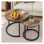 Sharkjm Industrial Round Nesting Coffee Tables with Adjustable Feet, Set of 2 - product image 1