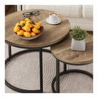 Sharkjm Industrial Round Nesting Coffee Tables with Adjustable Feet, Set of 2 - product image 2