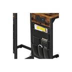 Sharkjm Slim C-Shaped End Table with Charging Station and 6 Storage Pockets, Rustic Brown - product image 3