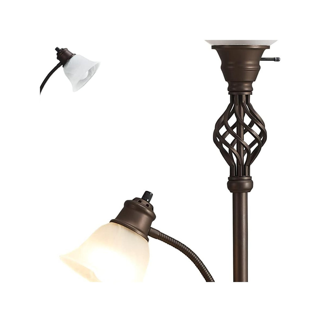 Torchiere Floor Lamp for Living Room, LED Standing Reading Light for Bedroom with Glass Shade for Living Room Corne - source derived detail
