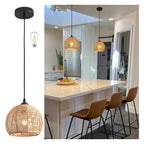 Sharkjm 8.7 in Woven Hemp-Rope Pendant Light with Adjustable Cord, Natural - product image 1