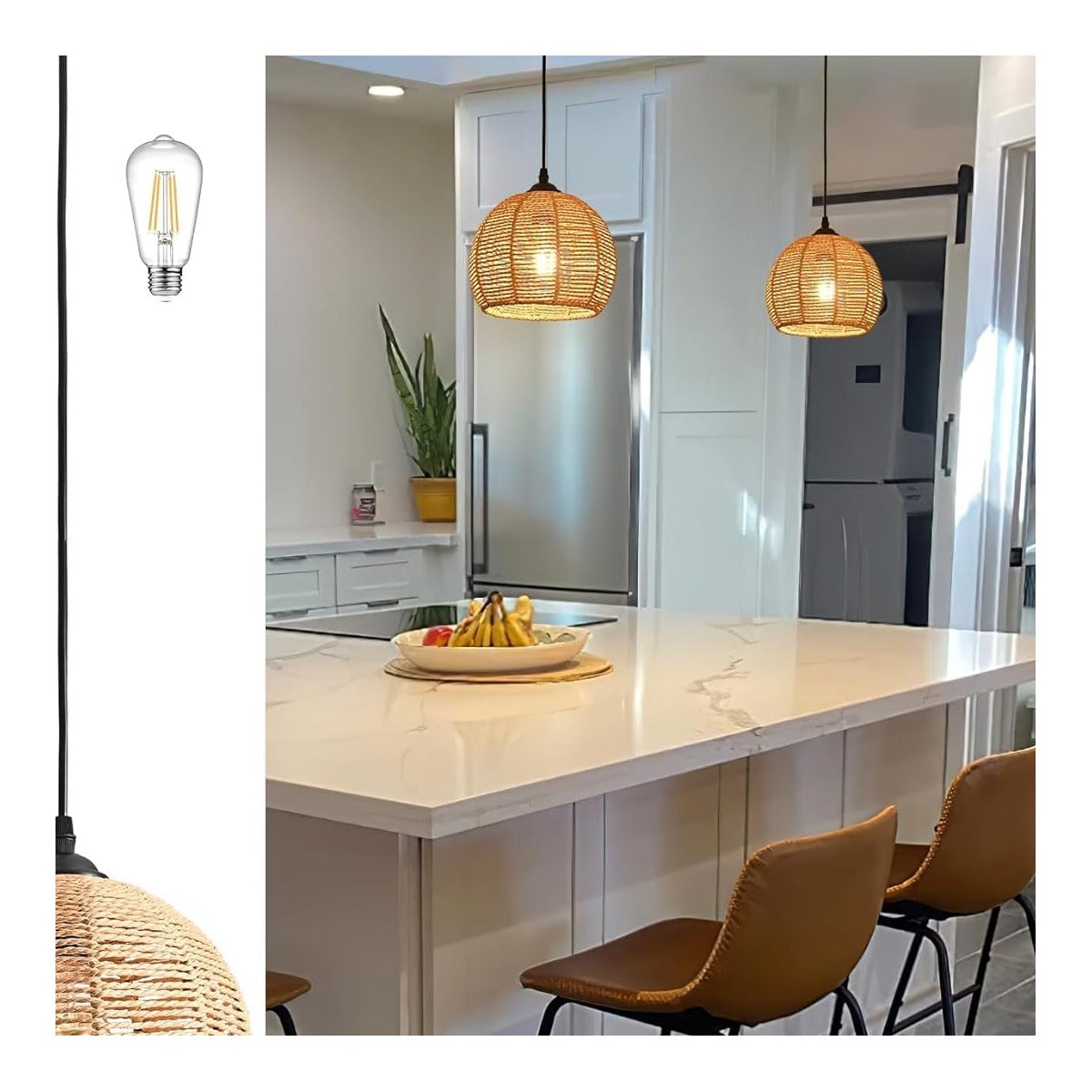 Mini Hemp Rope Woven Pendant Light Woven Light Fixture Boho Chandelier Light Fixture Wicker Pendant Light Rattan Li - source derived detail