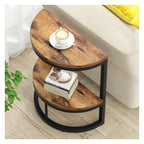 Sharkjm 2-Tier Semi-Circle End Table, Rustic Brown and Black - product image 1