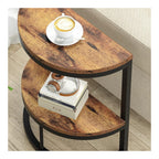 Sharkjm 2-Tier Semi-Circle End Table, Rustic Brown and Black - product image 2