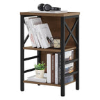 Sharkjm 27.6 in 3-Tier Small Bookcase with Backboard, Rustic Brown - product image 1