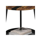 Sharkjm 15.7 in 2-Tier Round Side Table with Lower Metal Tray, Rustic Brown - product image 2