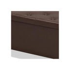 Sharkjm 30 in Folding Faux Leather Storage Ottoman Bench with Wood Legs, Brown - product image 2