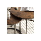 Sharkjm Round Nesting Coffee Tables with Curved Metal Frames, Set of 2, Rustic Brown - product image 3