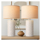 Sharkjm 23 in Ceramic Table Lamps, Set of 2, Beige and White - product image 1