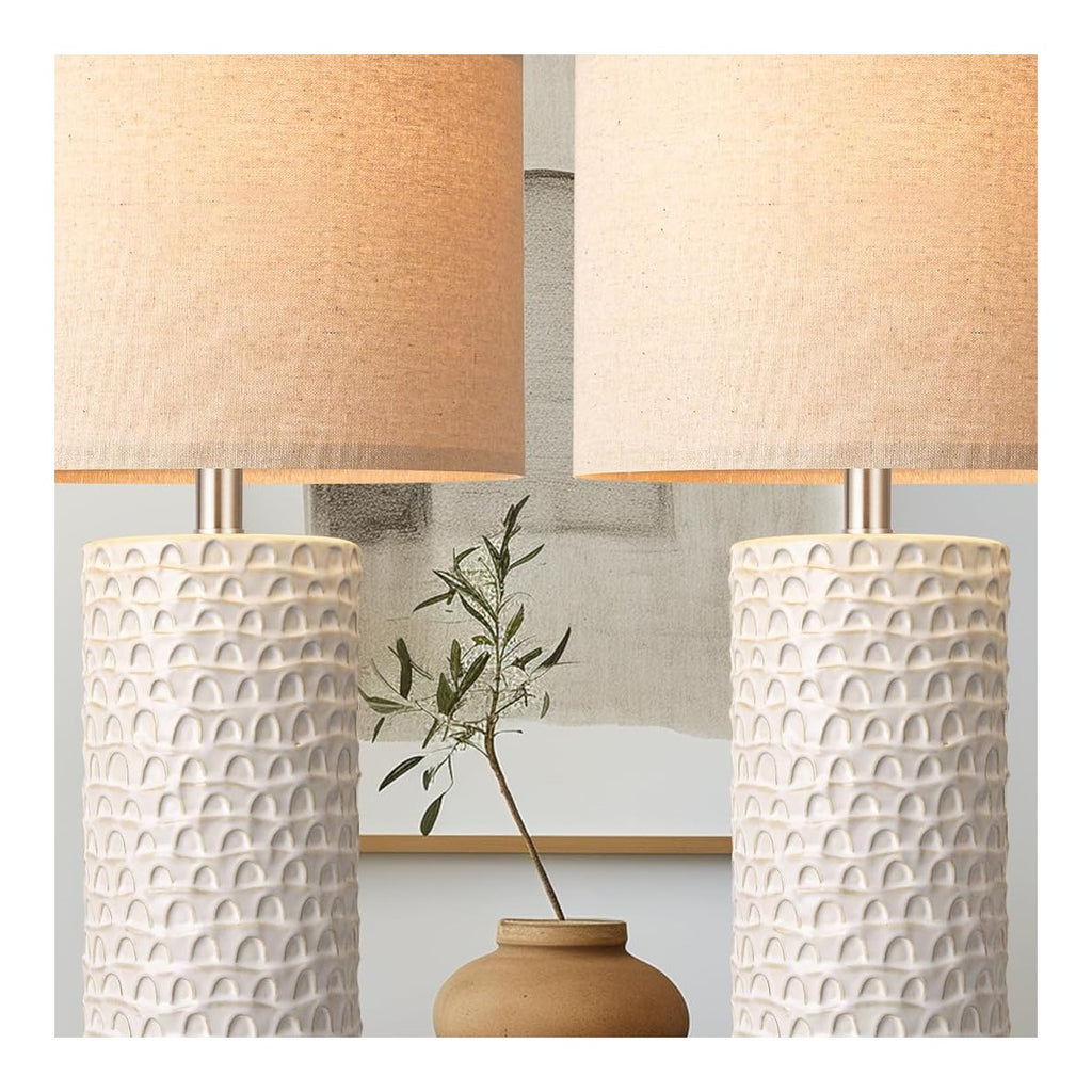 23 Modern Ceramic Table Lamp Set of 2, Table Lamps for Living Room, Rustic Farmhouse Bedside Lamps Nightstand lamp - source derived detail