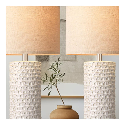 23 Modern Ceramic Table Lamp Set of 2, Table Lamps for Living Room, Rustic Farmhouse Bedside Lamps Nightstand lamp - source derived detail