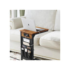 Sharkjm C-Shaped End Table with USB-C Charging and Storage Pockets, Rustic Brown - product image 2