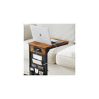 Sharkjm C-Shaped End Table with USB-C Charging and Storage Pockets, Rustic Brown - product image 3