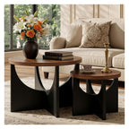 Sharkjm Walnut Round Nesting Coffee Tables with Cross Base, Set of 2 - product image 1