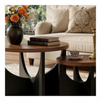 Sharkjm Walnut Round Nesting Coffee Tables with Cross Base, Set of 2 - product image 2