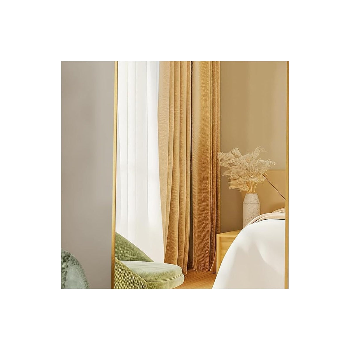 64 x21 Arched Full Length Floor Mirror, Full Body Mirror with Stand, Shatterproof Tempered Glass, Modern Aluminum A - source derived closeup