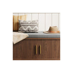Sharkjm 39 in Shoe Storage Bench with Sliding Door and Cushion, Walnut - product image 3